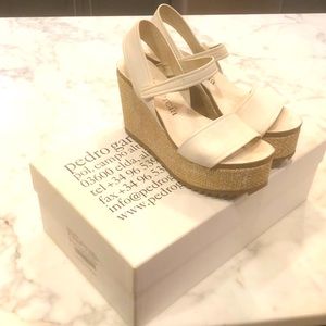 Pedro Garcia white leather platform sandal